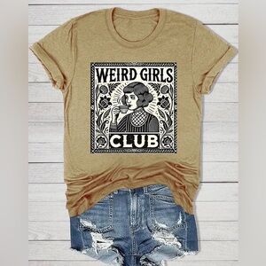 Weird Girls Club Short Sleeve Tee in Tan
